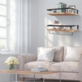 thumbnail image 5 of CHAO Juego de 2 estantes de pared flotantes de madera, toallero y ganchos extraíbles, carga máxima 15 kg para sala de estar, dormitorio, oficina, baño, cocina, 5 of 5