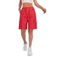 thumbnail image 6 of Bermuda Shorts for Women Knee Length Casual Wide Leg Drawstring Hiking Work Summer Cargo Shorts with Pockets, 2XL, 6 of 7