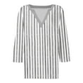 thumbnail image 4 of cocolona Womens 3/4 Sleeve Tops 2025 Fall V Neck Lightweight Shirts Business Casual Work Blouse Fashion Stripe Print T-shirts, 4 of 6