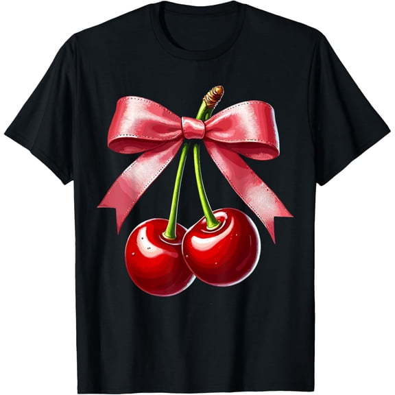 Coquette Cherry Bow Aesthetic T-ShirtBow Cherry Aesthetic