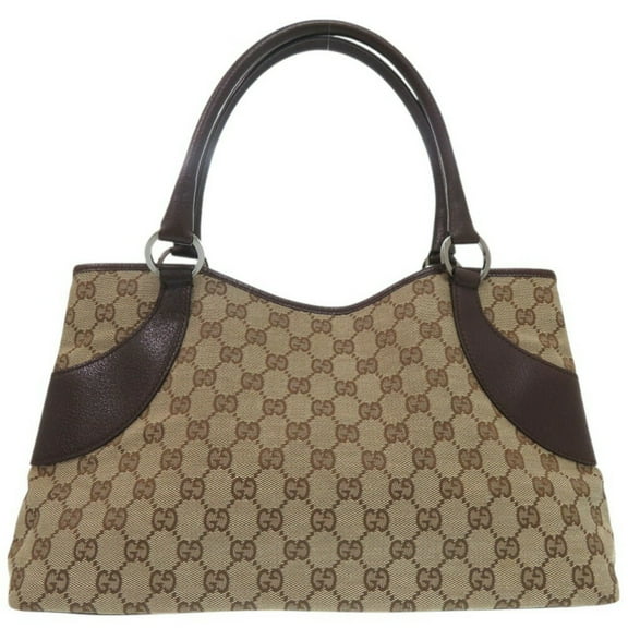 Pre-Owned Gucci GG Canvas Handbag Shoulder Bag 113015 Leather Beige 0793GUCCI (Good)