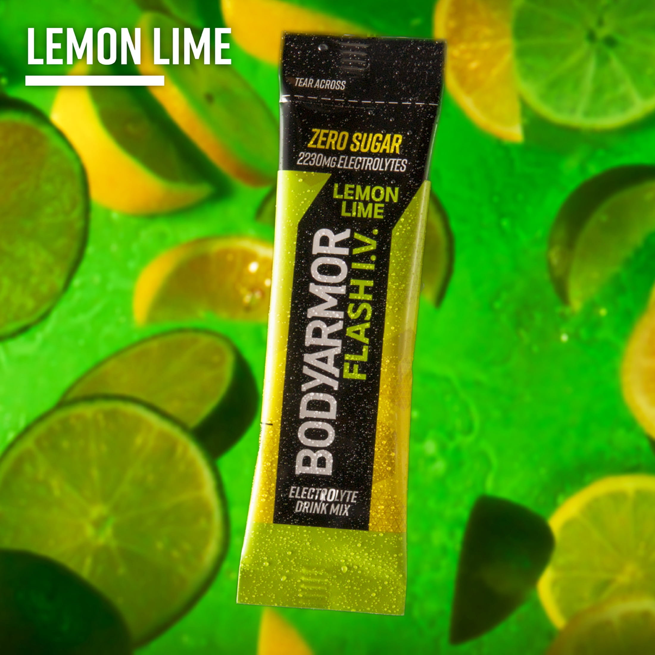 BODYARMOR Flash I.V. Lemon Lime Zero Sugar Electrolyte Powder Mix, 0.25 dry oz, 15 Pack