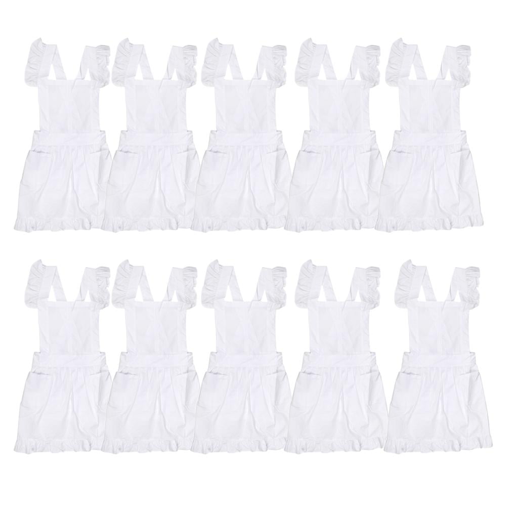 Girls Victorian Maid Apron Fancy Dress Pinafore Pinny Smock Costumes White 