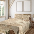 thumbnail image 3 of Ambesonne Cream Fitted & Top Sheet Set with Shams, Antique Treasure, Cream, 3 of 8
