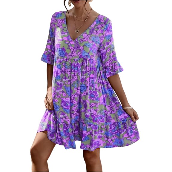 CIENVNSTG Women's Fashion A-Line Summer Dress - Casual Flowy Dress for Everyday Wear