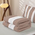 thumbnail image 5 of Castle Fairy Geometric Thin Vertical Stripe Zipper Queen Comforter Set with Fitted Sheet and 2 Pillowcases,Vintage Wide Band Zipper Bedding Set,Coffee White,Reversible, 5 of 5