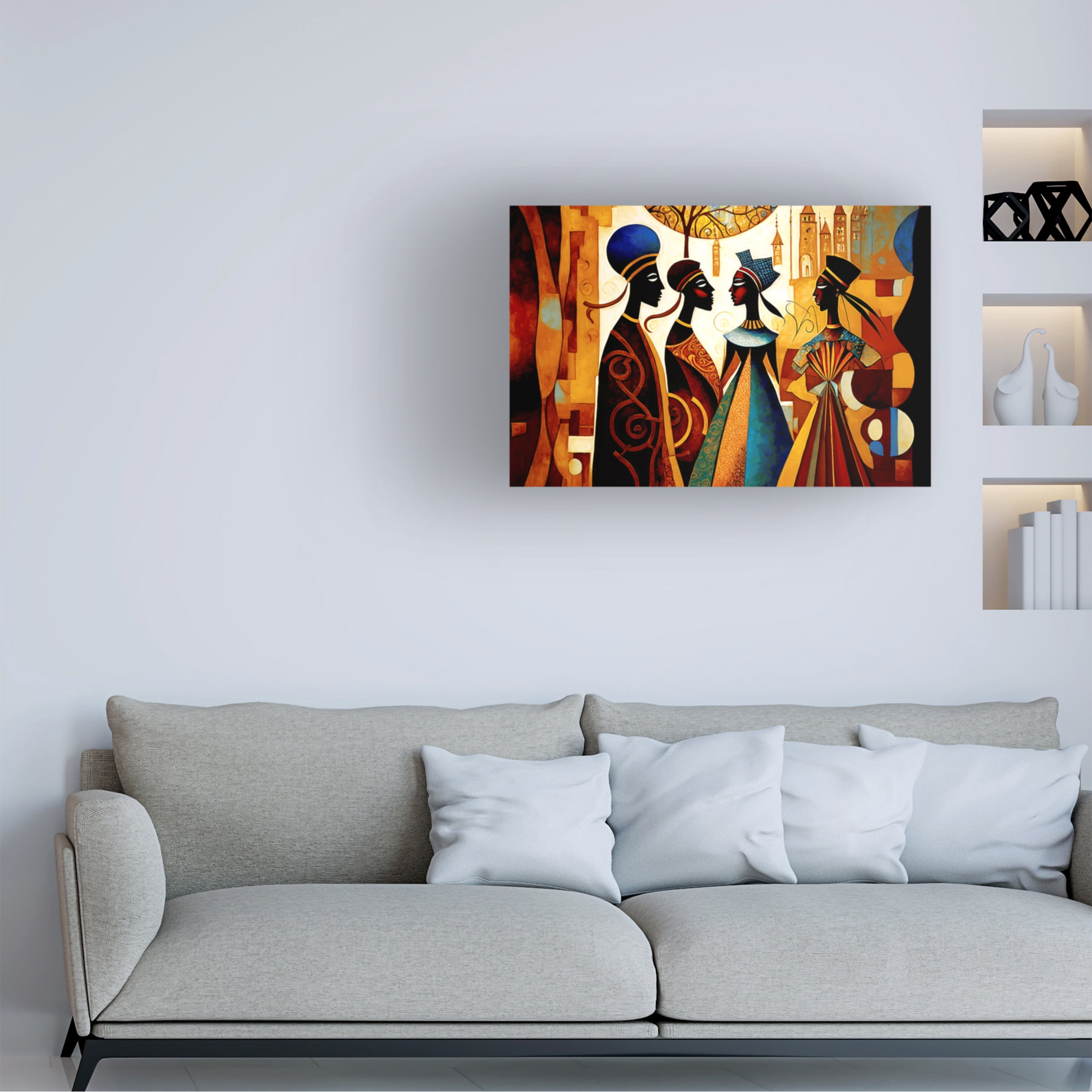 Canvas Wall Art - Ray Heere 'Mid Century Celebration Of All Cultures 7' Wall Art for Living Room, Bedroom, or Office DÃ©cor by Trademark Fine Art - 24 x 16 Inches