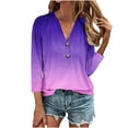 thumbnail image 2 of GaThRRgYP Off the Shoulder Tops for Women,Women's Tops Short Sleeve T Shirts Blouse,Women's 3/4 Sleeve Solid Color Button Shirt Loose Shirt V-neck Top Purple XXXXL, 2 of 4