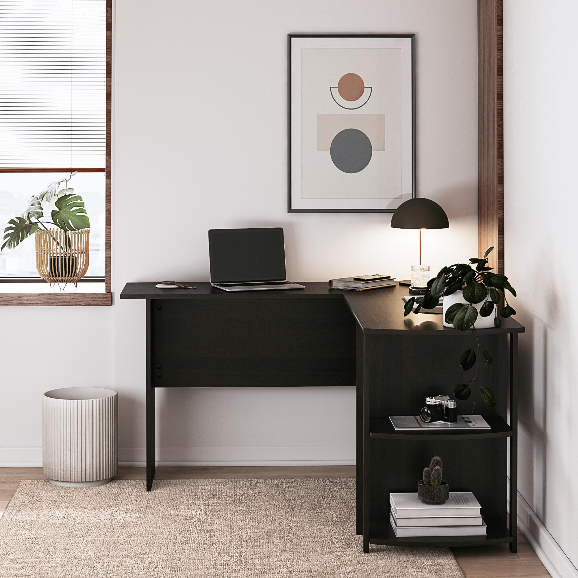Ameriwood Home L Shaped Desk with Side Storage, Espresso
