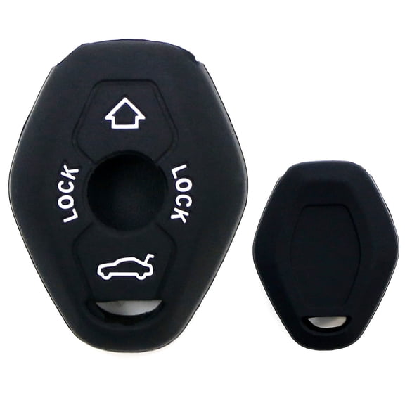 Carbon Fiber Pattern Soft Silicone Key Fob Cover For BMW 3 Series X3 X5 Z4 3-Button Blade Car Key (Black Twill Weave)