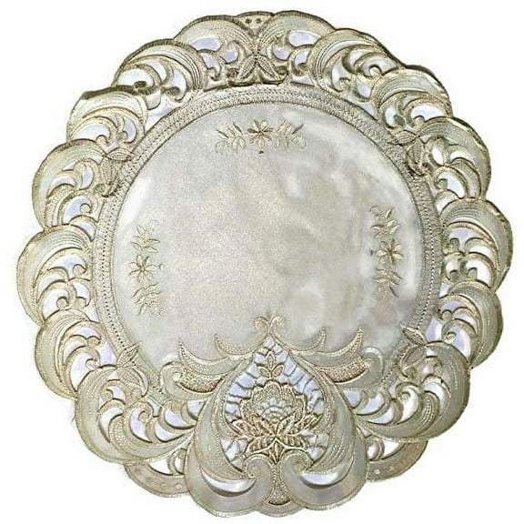 Doily Boutique Round Doily with an Ivory Lace Inset, Size 11 inches