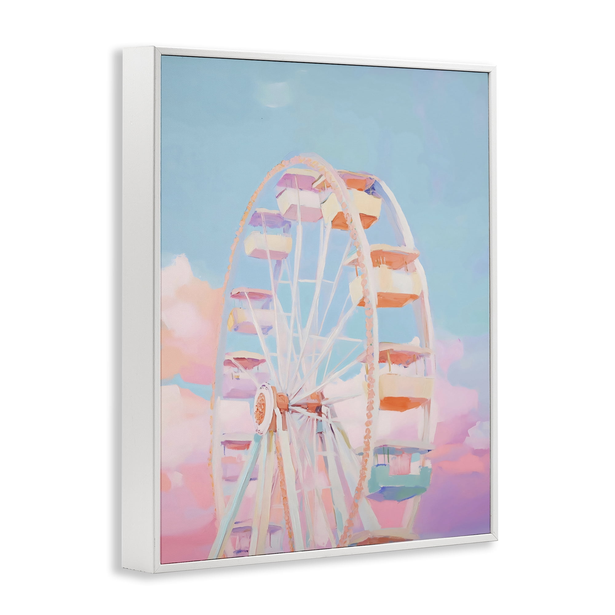 Stupell Industries Ferris Wheel & Cotton Candy Sky White Framed Giclee Art, design by The Prints Vibe