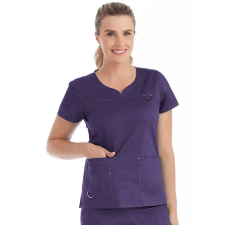 

Med Couture Women s Sport Neckline Scrub Top Plum XS