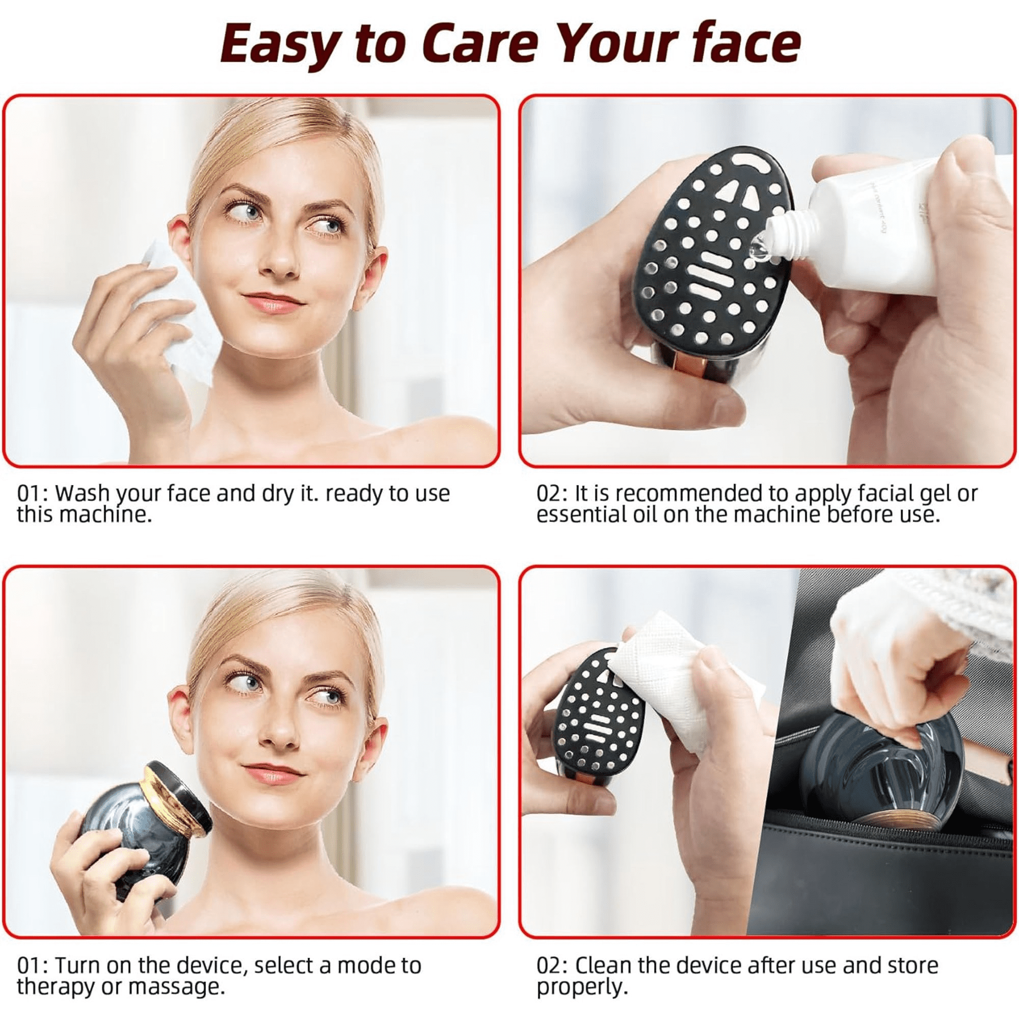 4-in-1 Facial Skincare Wand with Red Light & Microcurrent for a Radiant, Youthful Look