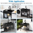 thumbnail image 6 of Dbuoem Single Bowl Kitchen Sink with Cold and Hot Water Faucet, Storage Shelf, Hoses and Drain Kit, Free Standing Sink Cabinet for Laundry Room Kitchen Garage Outdoor, 6 of 11