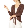 thumbnail image 2 of Allegra K Women's Open Tie Crop Knit Metallic Ruffled Cardigan, 2 of 6