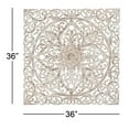 thumbnail image 4 of DecMode Traditional White Wood Carved Filligree Medallion Pattern Wall Décor , 36"W x 36"H, 4 of 14