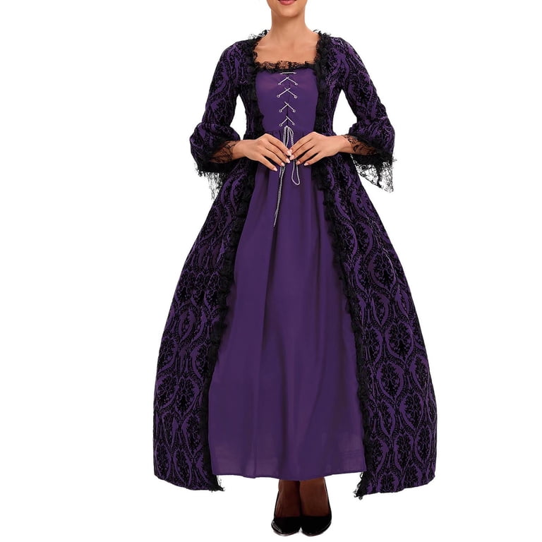 Victorian Dress for Women Halloween Costume Princess Dress Flare Sleeve  Court Retro Dresses Plus Size Vintage Ball Gown - Walmart.com