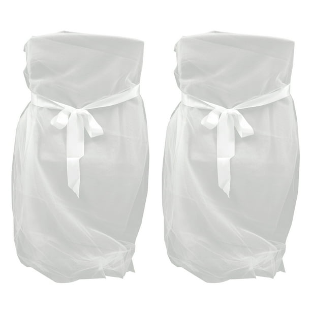EeaseMX 2 piezas de la silla de tul cubierta larga pajaritas de malla falda de la silla del tutu mullido fundas para la ducha nupcial boda ducha de bebé decoración (blanco)