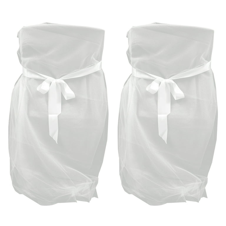 2 Pcs Tulle Chair Cover Long Bow Ties Mesh Fluffy Tutu Chair Skirt