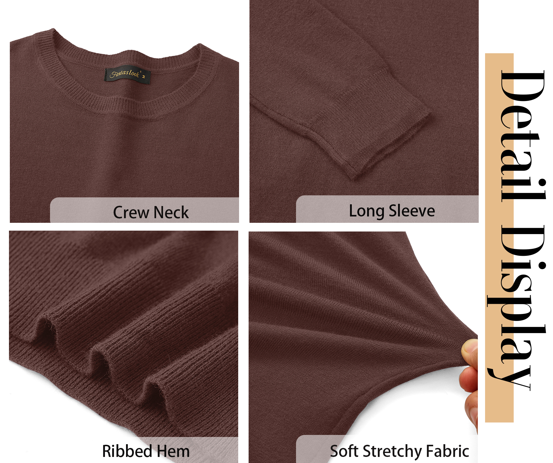 Fantaslook Women's Crew Neck Knit Pullover Sweater photo 6