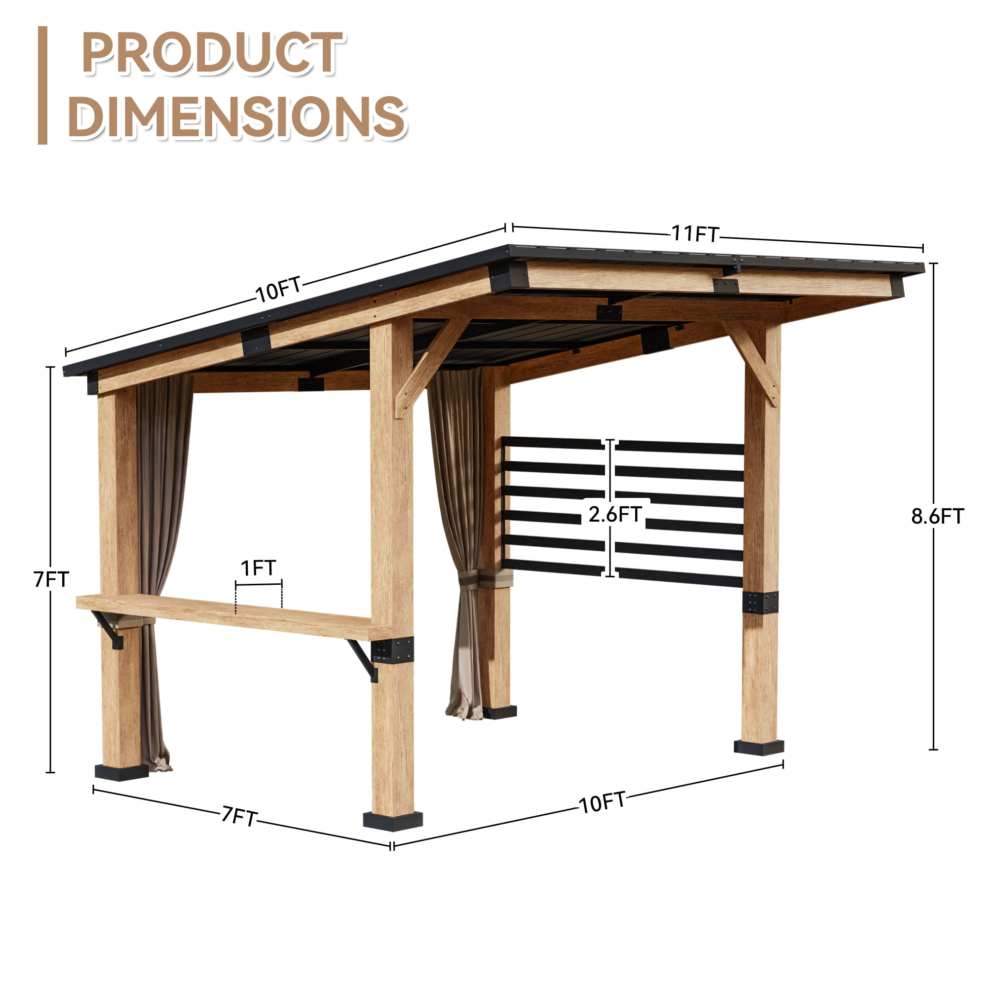 Meetleisure Wood Patio Gazebo, 10 Ft. X 12 Ft.