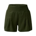 thumbnail image 4 of Shorts for Women Clearance!Yanyanz Womens Casual Summer Smocked Elastic Waist Comfy Detail Beach Shorts Skirts for Women Womens Pants Army Green L, 4 of 6