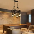 thumbnail image 4 of Rustic Farmhouse Wood Pendant Light, 4-Light Antique Lantern Chandelier with Adjustable Chain, Metal & Wood Hanging Ceiling Light Fixture for Kitchen Island, Dining Room, Bar, Café, 4 of 9