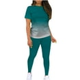 thumbnail image 1 of Hauts à Manches Courtes pour Femmes Tenues Décontractées 2 Pcs Hauts à Manches Courtes Pantalons Moulants à Col Rond Ensembles Survêtements Hauts à Manches Courtes pour Femmes Hauts à Col Montant pour Femmes, 1 of 4