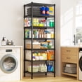 thumbnail image 5 of REIBII 7-Tier Adjustable Wire Shelving Unit,Compact 71"H x 18"W x 18"D Metal Storage Rack for Kitchen,Laundry Room,Pantry Shelves,Black, 5 of 8