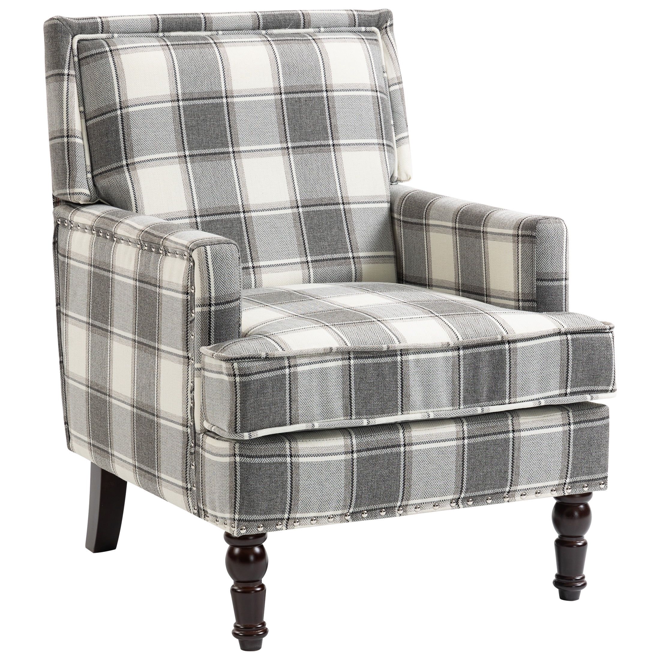 LEGAHOME Vintage Accent Chair, Upholstered Armchair with Nailhead Trim, Linen Fabric Arm Chair Comfort Reading Chair Lounge Chair for Living Room Bedroom Sunroom, Antique Grey(1PC)