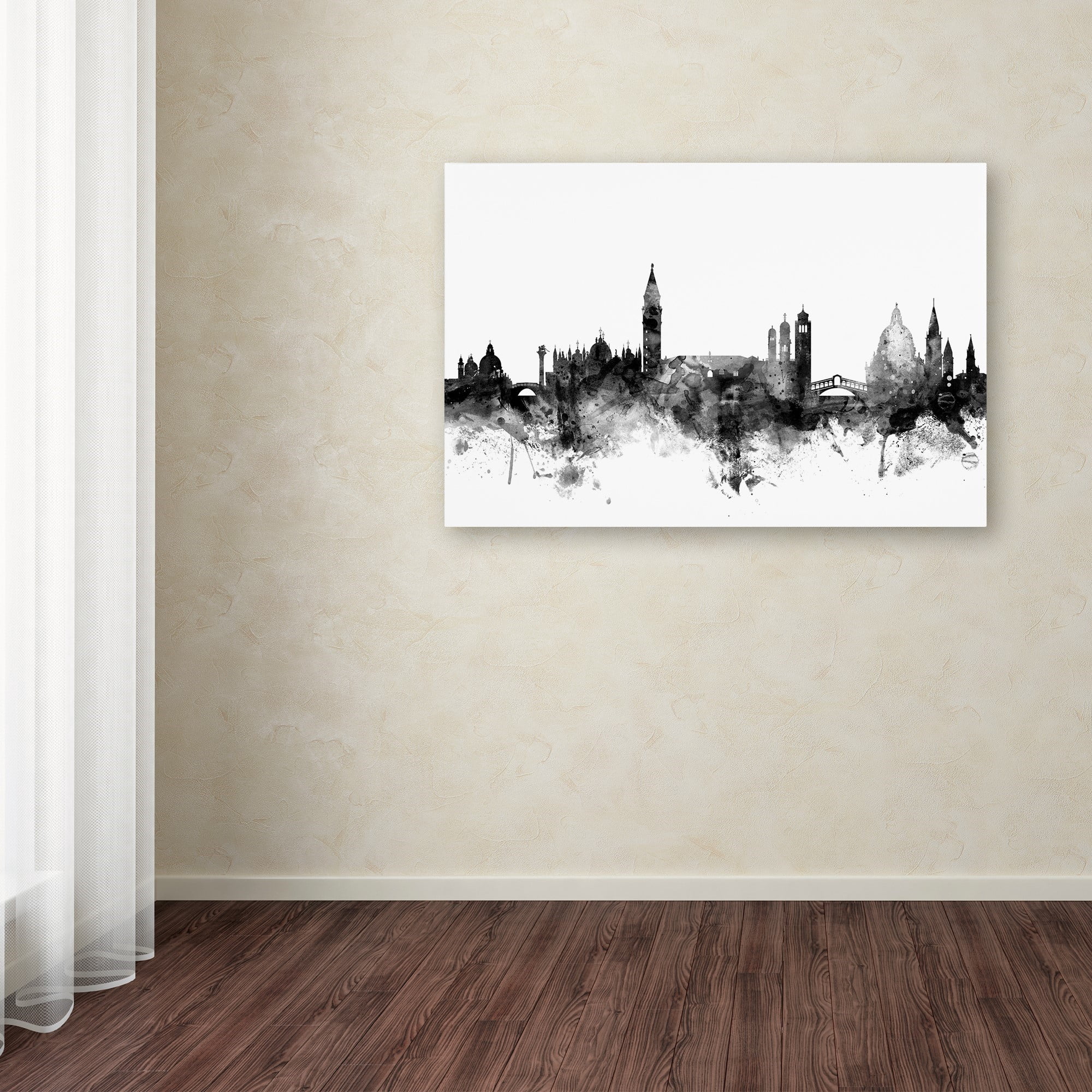 Trademark Fine Art "Venice Italy Skyline B&W" Canvas Art by Michael Tompsett