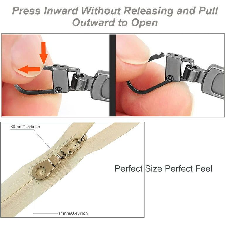 10pcs) Zipper Pull Replacement - Thin Hook Instant Zipper Repair