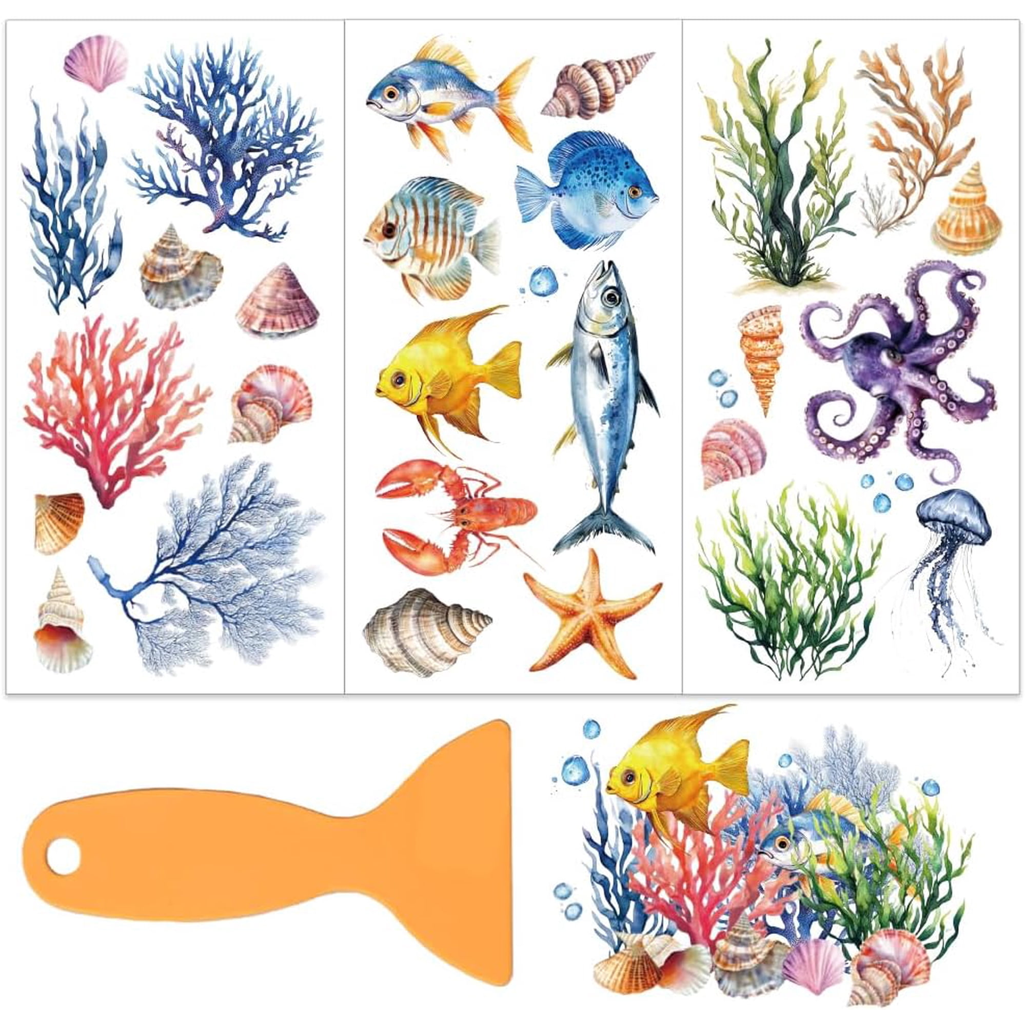 3pcs/Set Summer Ocean Rub on Transfers