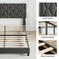 thumbnail image 2 of ChaoLink Twin Size Platform Bed Frame with Upholstered Headboard, Fabric Upholstered Bed Frame with Adjustable Headboard, Bed FrameLight grey (YS188-6), 2 of 8