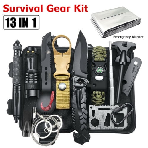 Mdhand Outdoor Survival Kit 13 In 1 Emergency Survival Kit Multi-Purpose Emergency Gear Kit For Outdoor Adventure Camping Hiking Hunting Creative Birt