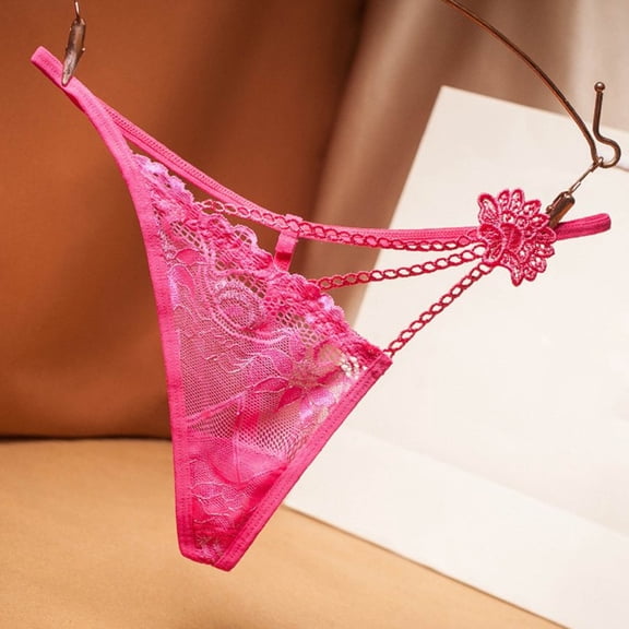 Jwputqe Thongs for Women,Thongs,Thong Panties,Breathable,Seamless,Solid,Low Waist,Polyester,Spandex ,Hot Pink,Free Size