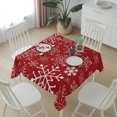 thumbnail image 6 of Red Snowflake Christmas Table Cloth Waterproof Tablecloths, Xmas Snowflake Red Tablecloth Dining Table Cover for Kitchen Party Tabletop Outdoor, Square Tablecloth 60x60 Inch, 6 of 9