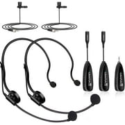 Wireless Microphone System for 2 People, KIMAFUN 2.4G Dual Wireless Headset and Lavalier Lapel Mics Ideal for Smartphone, iPhone, Laptop, Camera, Speaker, PA, Conference, Vlog, Recording, G102-5