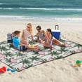 thumbnail image 5 of Extra Large Picnic Beach Blanket Waterproof Sand Proof Portable Outdoor Mat Flamingos and Palm Trees 60x80, 5 of 9