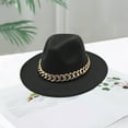 thumbnail image 4 of Women Men Wide Brim Western Cowboy Cowgirl Fedora Hat with Chain Belt Buckle, 4 of 5