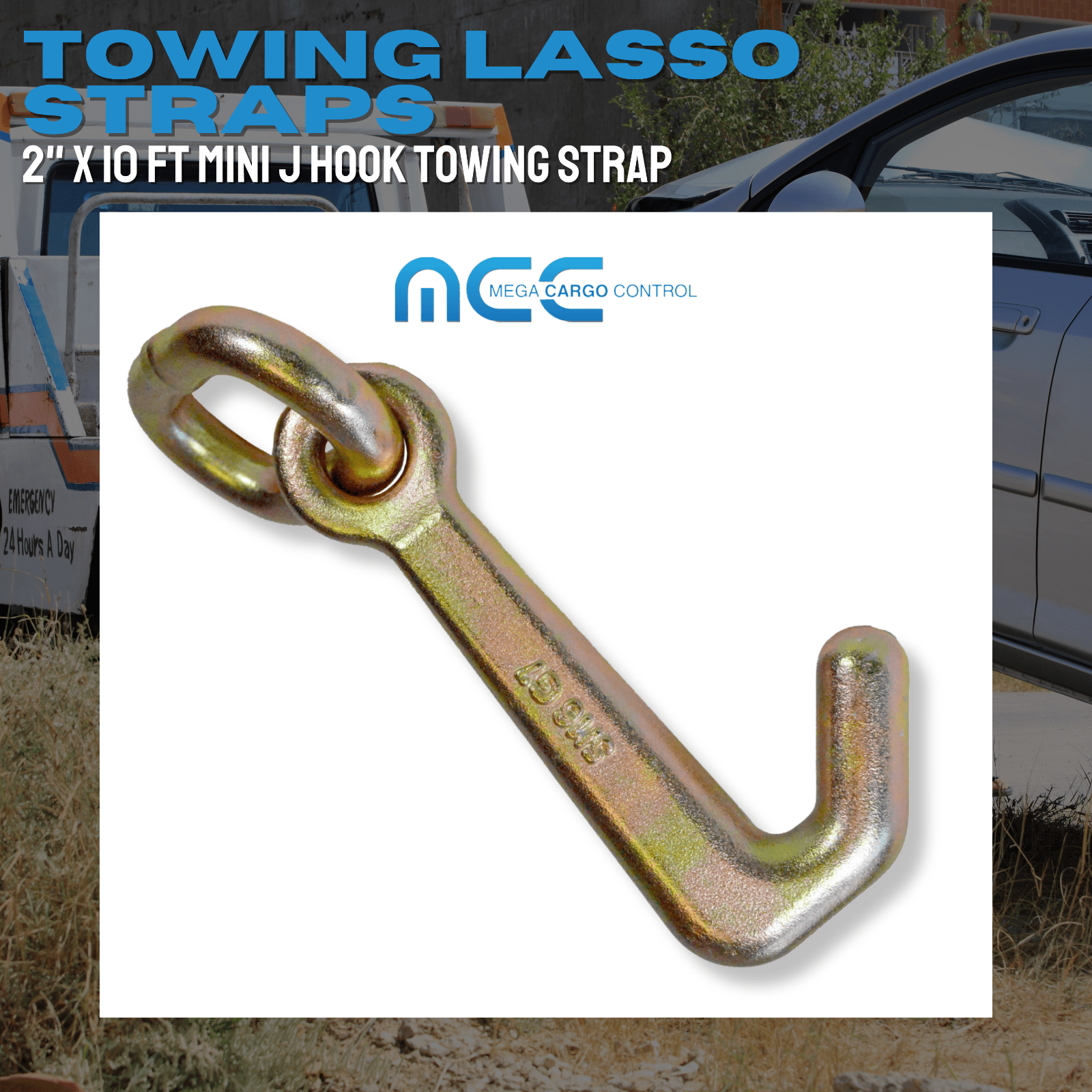 12 Pack Heavy Duty G70 2" x 10' Mini J Hook Towing Strap for Trailer Wrecker