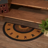 VHC Brands Heritage Farms Primitive Star Jute Yellow Accent Rug Half Circle w/ Pad 16.5"x33"