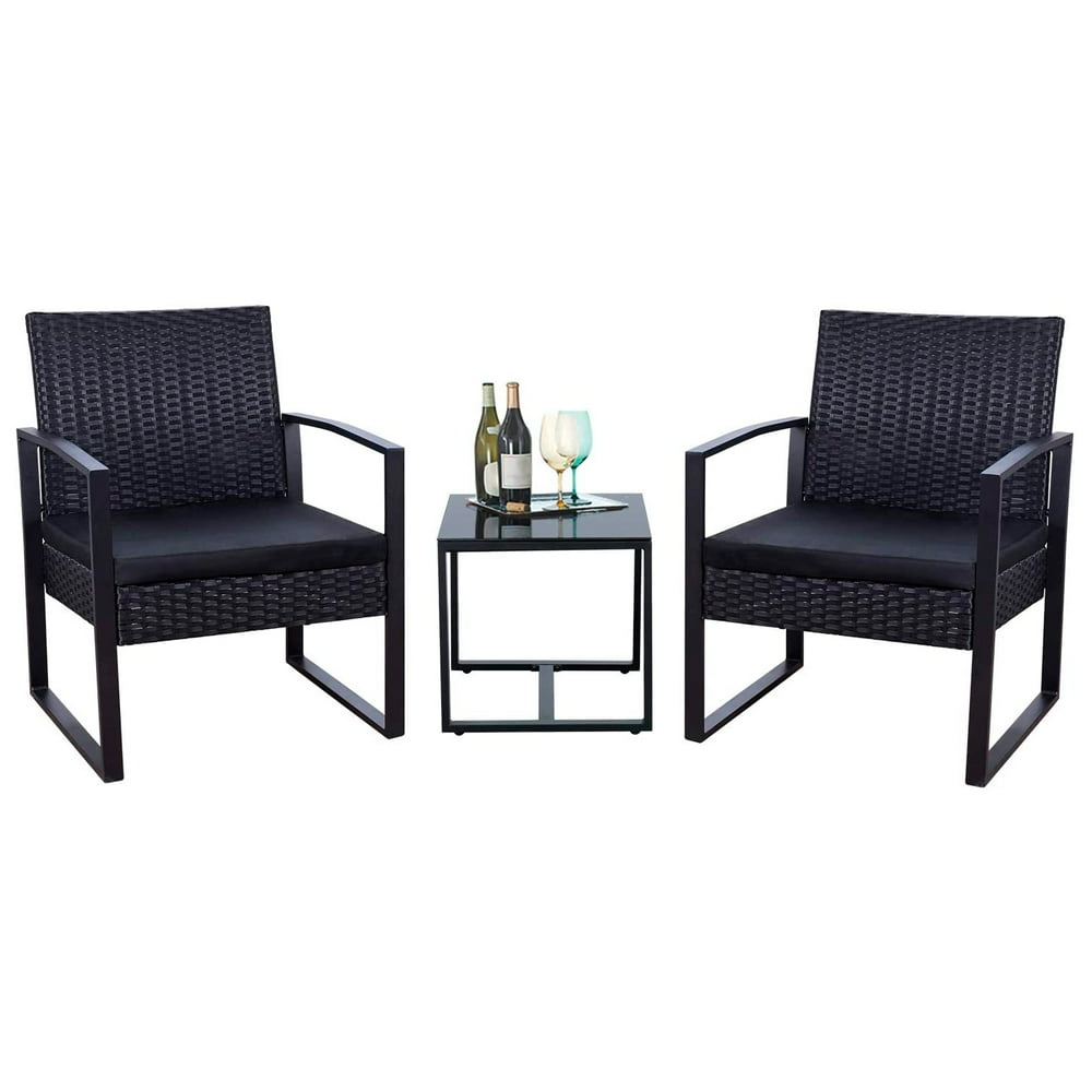 Vineego 3 Pieces Bistros Sets Outdoor Wicker Patio Furniture Sets PE
