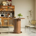 thumbnail image 4 of 31.5 Inch Round Dining Table Wood for 2, Modern Farmhouse Kitchen Table with Wood Strip Base for Kitchen Living Room, Walnut, 4 of 7