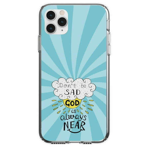 DistinctInk Clear Shockproof Hybrid Case for iPhone 11 Pro (5.8" Screen) - TPU Bumper, Acrylic Back, Tempered Glass Screen Protector - Don't be Sad, God is Always Near