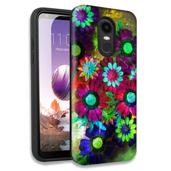 Mundaze Colorful Daisies Double Layer Hybrid Case Cover For LG Stylo 4