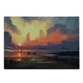 thumbnail image 2 of Fantasy World Cutting Board, Man on Sandy Beach with City Skyscrapers Skyline Sunset Oil Paint Graphic, Decorative Tempered Glass Cutting and Serving Board, Large Size, Orange Blue, by Ambesonne, 2 of 5