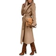thumbnail image 4 of Seyurigaoka Women's Notched Lapel Shacket Coats Classic Long Sleeve Solid Color Belted Overcoat Winter Shirts Jacket Coat, 4 of 9
