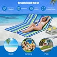 thumbnail image 4 of Costway Ensemble de 3 Pcs de Tapis pour Chaise Longue de Plage 2 Chaises Longues Réglables avec Table à Rayures, 4 of 9